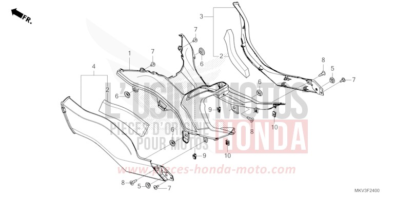 SIDE PANEL/CENTER COVER for Forza 750 MAT JEANS BLUE MATALLIC (PB417) from 2021